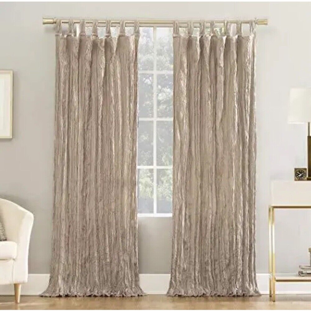 2 Lichtenberg Odelia No 918 Distressed Velvet Lined  Window Curtain  50"×63" NEW